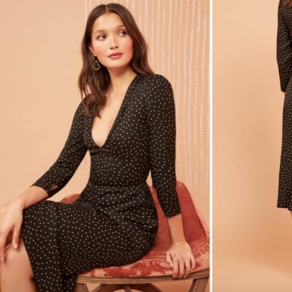 NWT Reformation Mabel Plunge Midi Dress In Monti